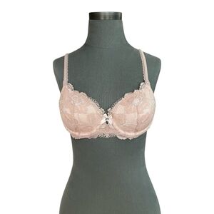 Womens Bra Victoria’s Secret Pink Sheer Floral Lace Bra Padded Bra Lingerie 34B